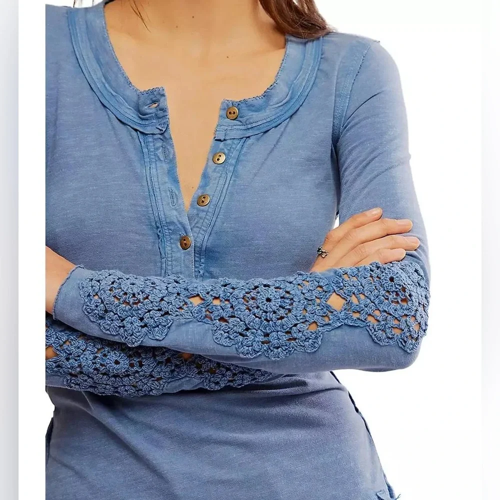 Free People NWT We the Free Our Song Henley Cuff XS - Picture 2 of 6